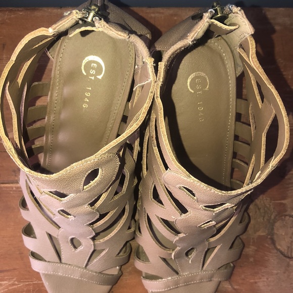 Open toe faux leather chunky heels - Picture 4 of 9